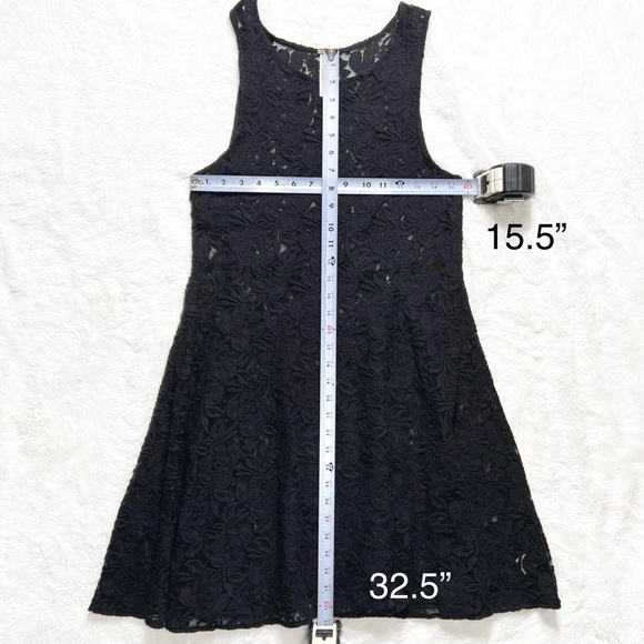 Free People Black Floral Crochet Lace Sleeveless Fit and Flare A Line Dress - Picture 10 of 10